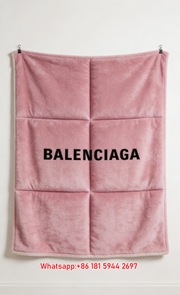 Balenciaga Pink Quilted Texture Flannel Sofa Throw Blanket Luxury Brand Cover BA035